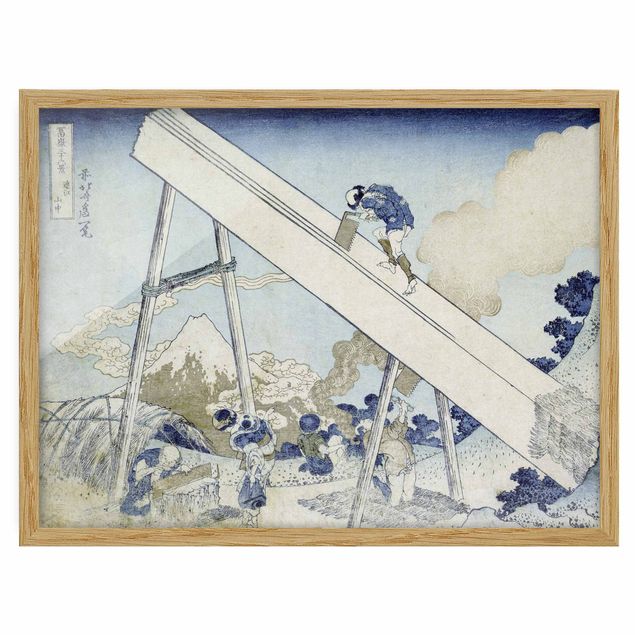 Bild mit Rahmen - Katsushika Hokusai - In den Totomi Bergen - Querformat 3:4
