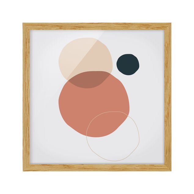 Bild mit Rahmen - Line Art Kreise Pastell - Quadrat 1:1