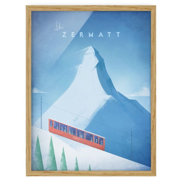 Bild mit Rahmen - Reiseposter - Zermatt - Hochformat 4:3