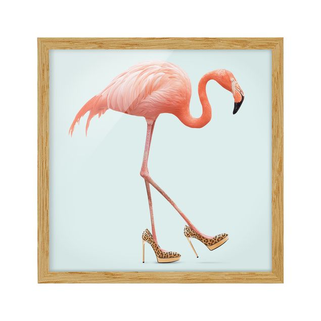 Bild mit Rahmen - Jonas Loose - Flamingo mit High Heels - Quadrat 1:1