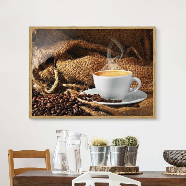 Bild mit Rahmen - Kaffee am Morgen - Querformat 3:4