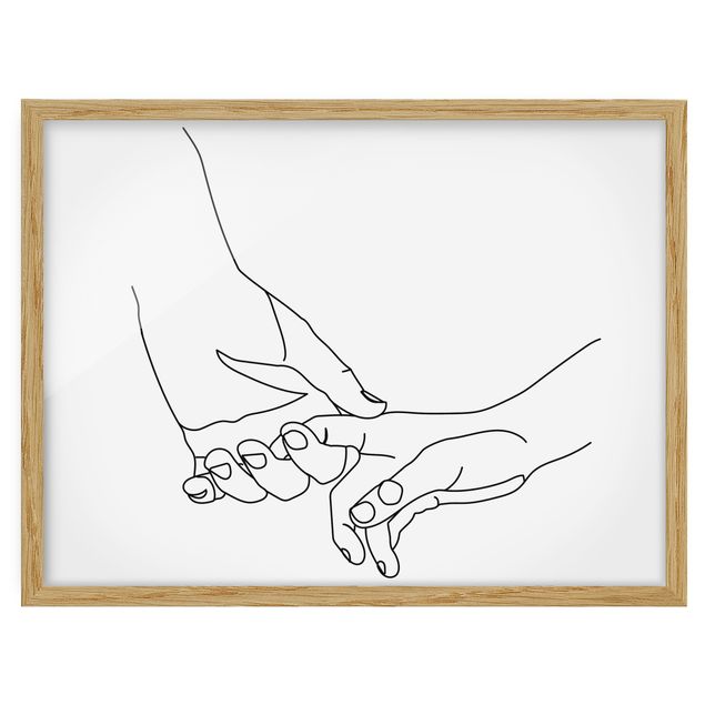 Bild mit Rahmen - Zärtliche Hände Line Art - Querformat 3:4