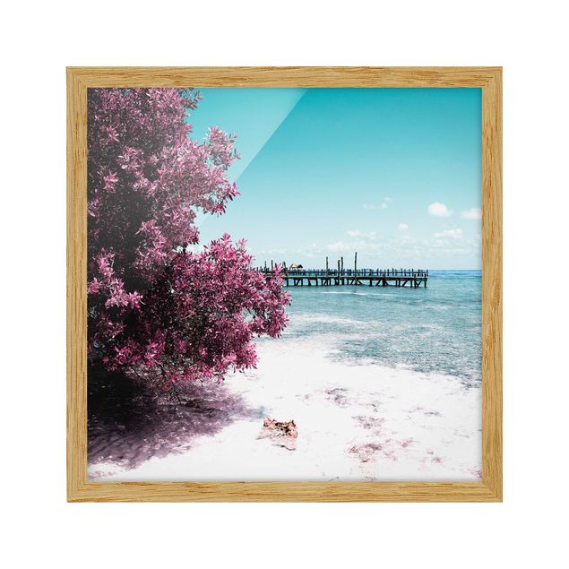 Bild mit Rahmen - Paradies Strand Isla Mujeres - Quadrat 1:1