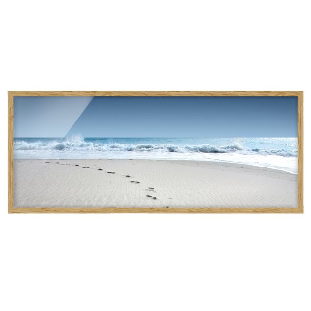 Bild mit Rahmen - Spuren im Sand - Panorama Querformat