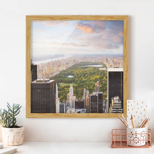 Bild mit Rahmen - Blick über den Central Park - Quadrat 1:1