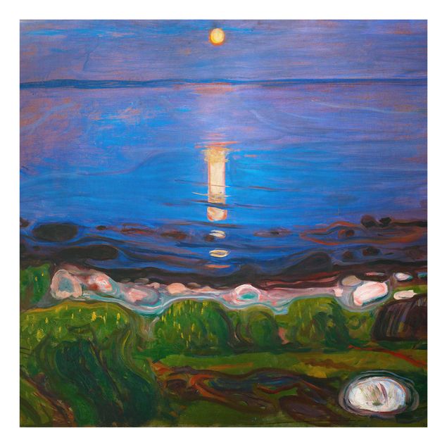 Glasbild - Edvard Munch - Sommernacht am Meeresstrand - Quadrat 1:1