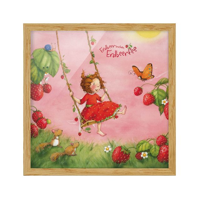 Bild mit Rahmen - Erdbeerinchen Erdbeerfee - Baumschaukel - Quadrat 1:1