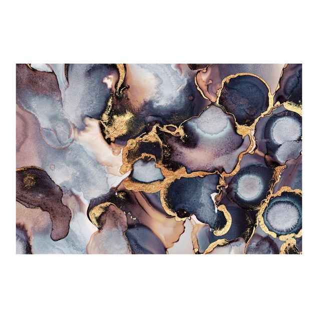 Fototapete - Marmor Aquarell mit Gold - Fototapete Quadrat