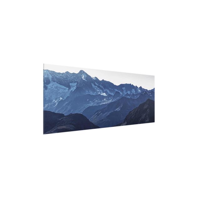 Glasbild - Blaues Bergpanorama - Panorama
