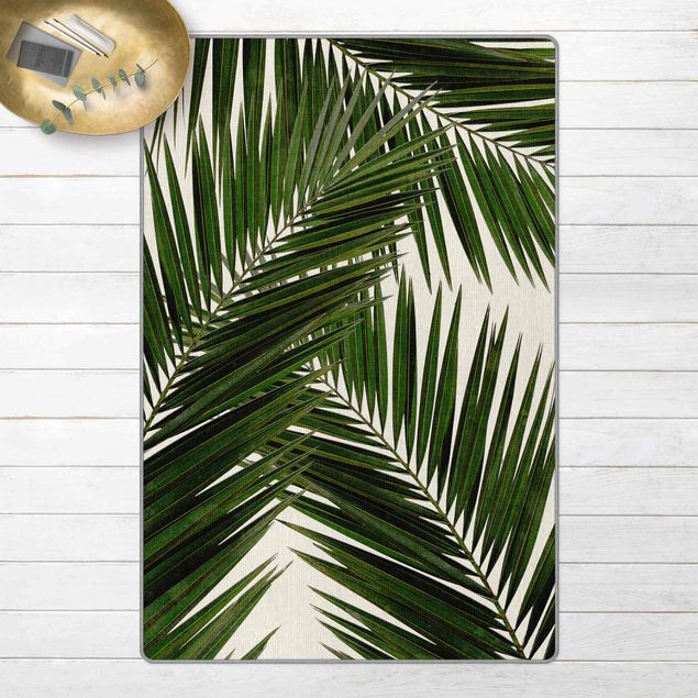Teppich Dschungel Blick durch grüne Palmenblätter