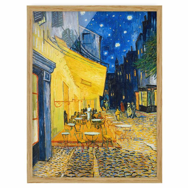 Bild mit Rahmen - Vincent van Gogh - Café-Terrasse in Arles - Hochformat 3:4