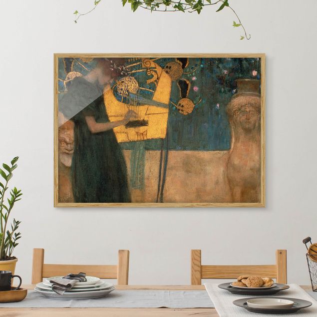 Bild mit Rahmen - Gustav Klimt - Die Musik - Querformat 3:4