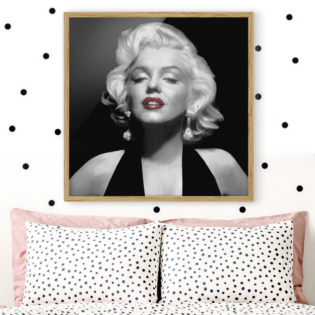 Bild mit Rahmen - Marilyn mit roten Lippen - Quadrat 1:1