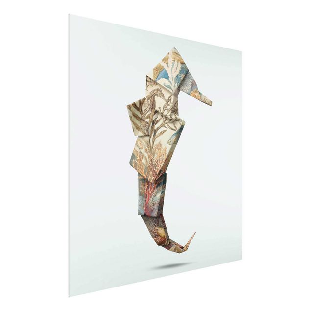 Glasbild - Jonas Loose - Origami Seepferdchen - Quadrat 1:1