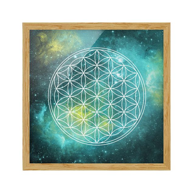 Bild mit Rahmen - Blume des Lebens im Licht der Sterne - Quadrat 1:1