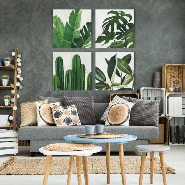 Leinwandbild 4-teilig - Lieblingspflanzen Tropical Set I