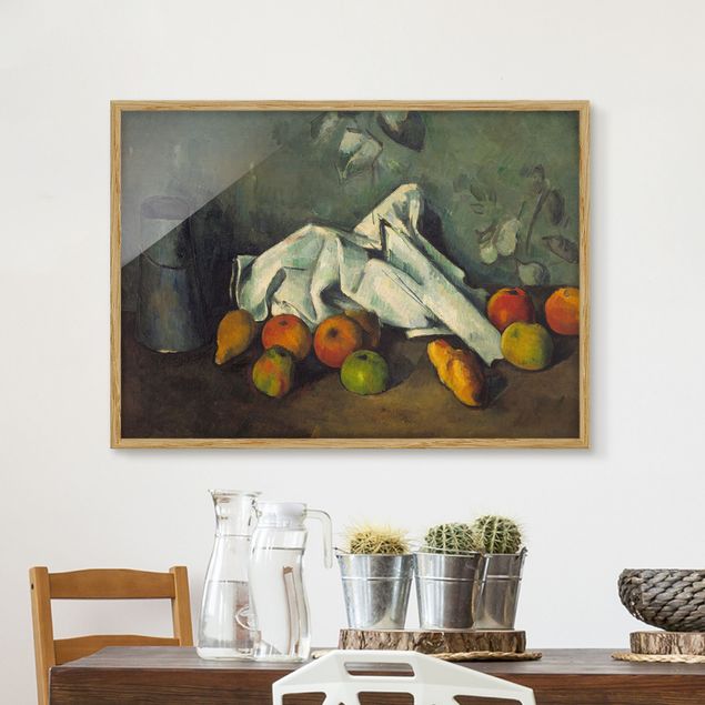 Bild mit Rahmen - Paul Cézanne - Milchkanne und Äpfel - Querformat 3:4