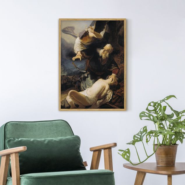 Bild mit Rahmen - Rembrandt van Rijn - Die Opferung Isaaks - Hochformat 3:4