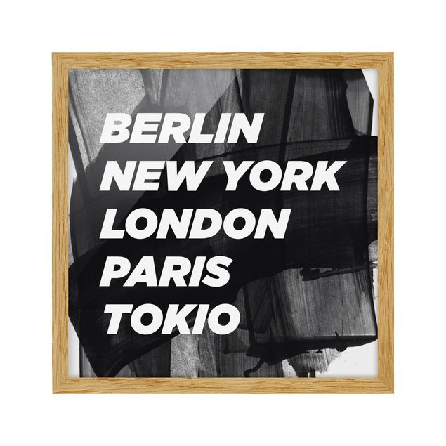Bild mit Rahmen - Berlin New York London - Quadrat 1:1