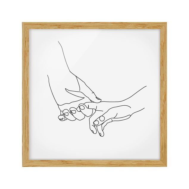 Bild mit Rahmen - Zärtliche Hände Line Art - Quadrat 1:1