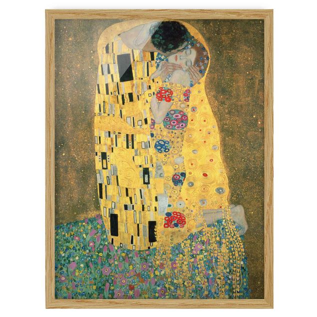 Bild mit Rahmen - Gustav Klimt - Der Kuß - Hochformat 3:4