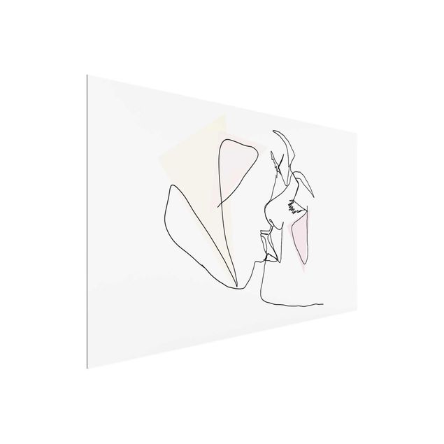 Glasbild - Kuss Gesichter Line Art - Querformat 2:3