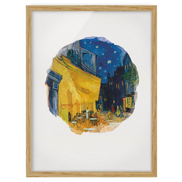 Bild mit Rahmen - Wasserfarben - Vincent van Gogh - Café-Terrasse in Arles - Hochformat 4:3