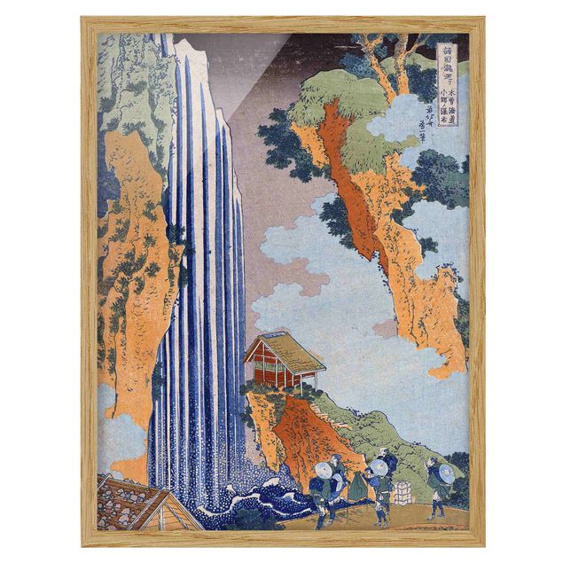 Bild mit Rahmen - Katsushika Hokusai - Ono Wasserfall - Hochformat 3:4