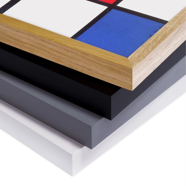 Bild mit Rahmen - Piet Mondrian - Komposition Rot Blau Gelb - Quadrat 1:1