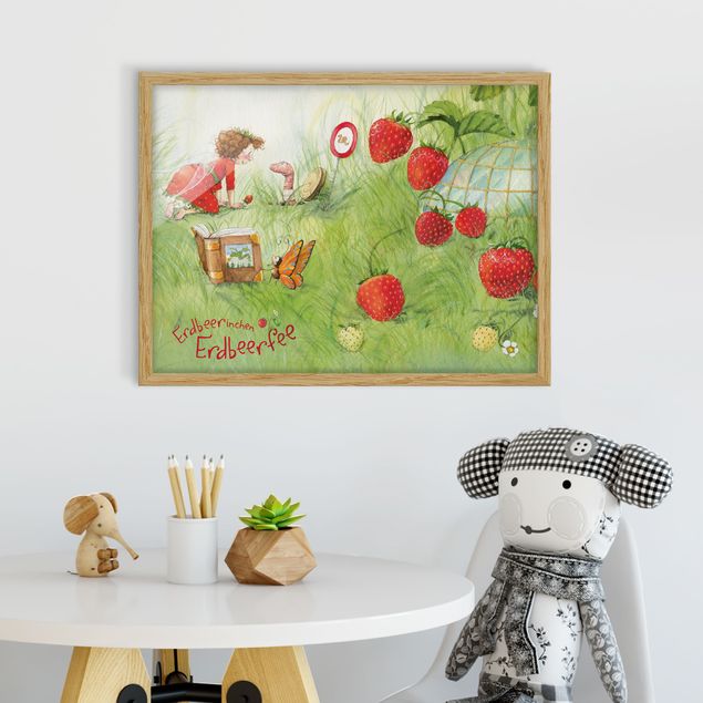 Bild mit Rahmen - Erdbeerinchen Erdbeerfee - Bei Wurm Zuhause - Querformat 3:4