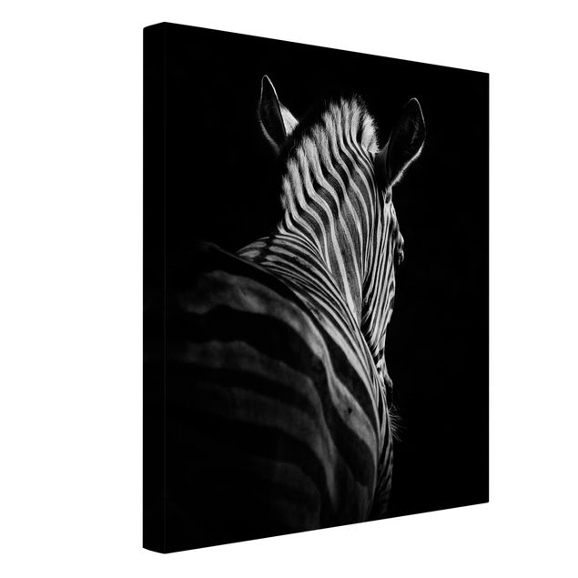 Leinwandbild - Dunkle Zebra Silhouette - Hochformat 4:3