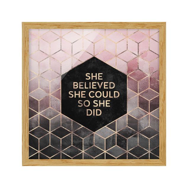 Bild mit Rahmen - She Believed She Could Rosé Gold - Quadrat 1:1