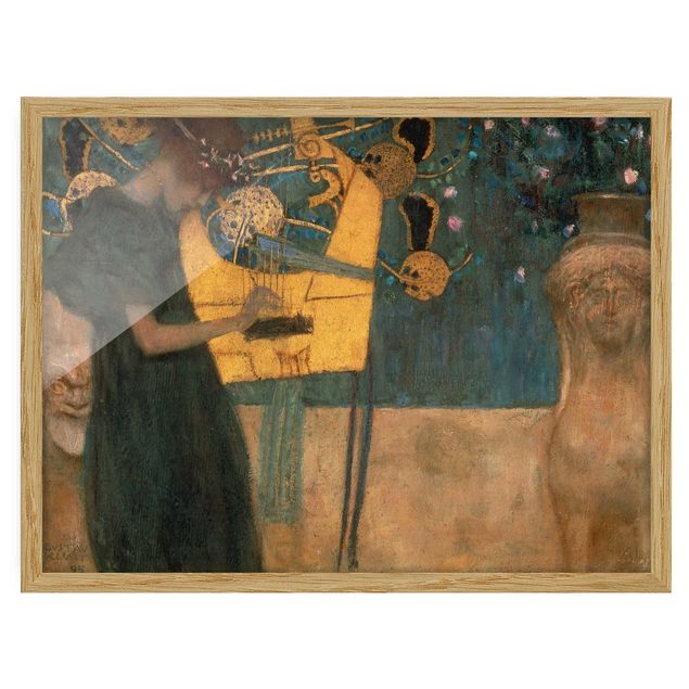 Bild mit Rahmen - Gustav Klimt - Die Musik - Querformat 3:4