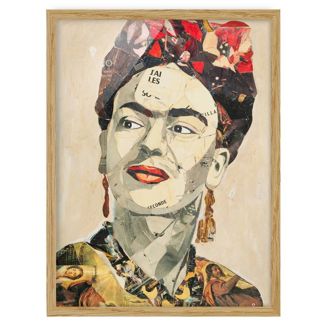 Bild mit Rahmen - Frida Kahlo - Collage No.2 - Hochformat 3:4