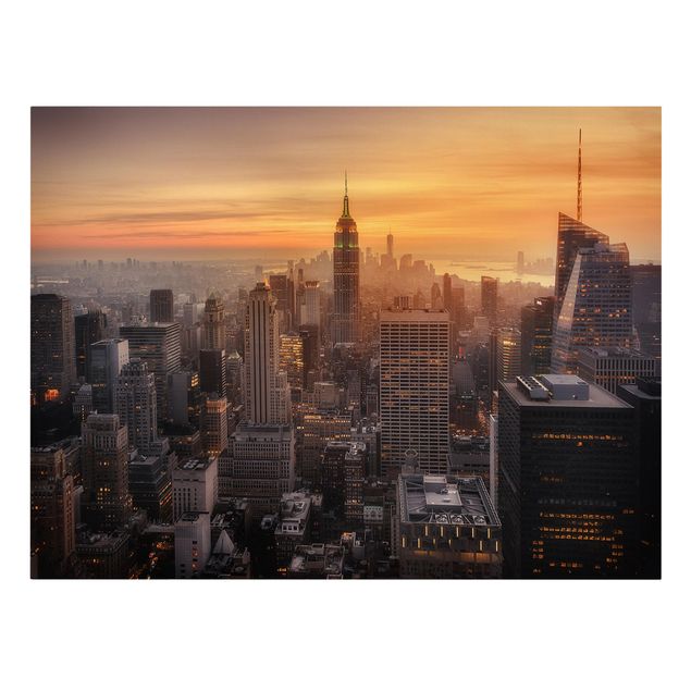 Leinwandbild - Manhattan Skyline Abendstimmung - Querformat 3:4