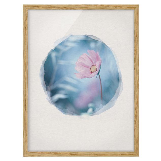 Bild mit Rahmen - Wasserfarben - Blüte in Pastell - Hochformat 4:3