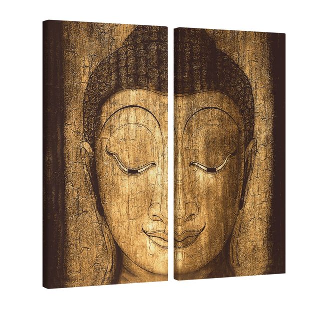 Leinwandbild 2-teilig - Smiling Buddha - Hoch 1:2