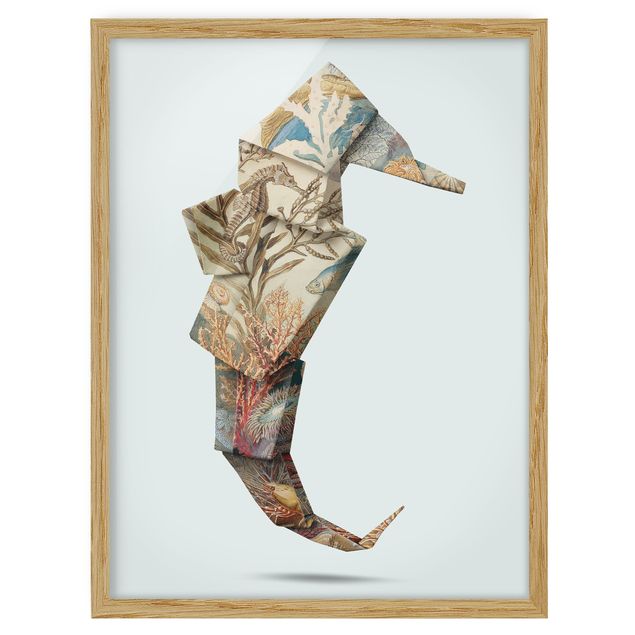 Bild mit Rahmen - Jonas Loose - Origami Seepferdchen - Hochformat 4:3