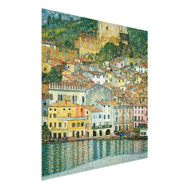 Glasbild - Gustav Klimt - Malcesine am Gardasee - Quadrat 1:1