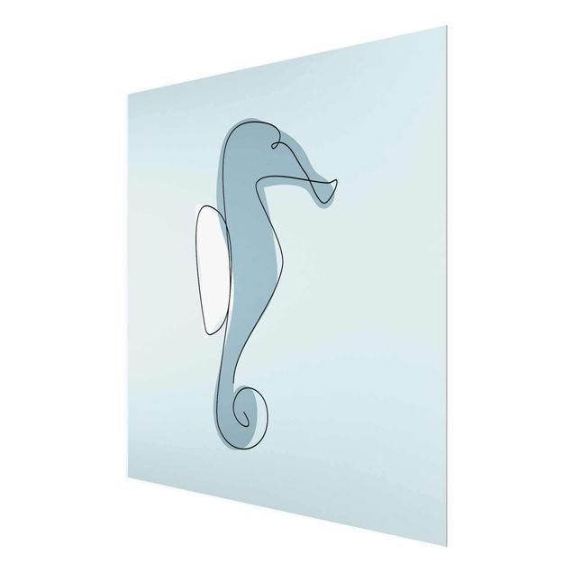 Glasbild - Seepferdchen Line Art - Quadrat 1:1