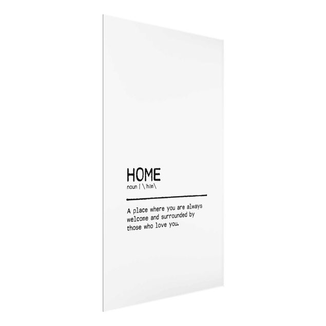 Glasbild - Definition Home Welcome - Hochformat