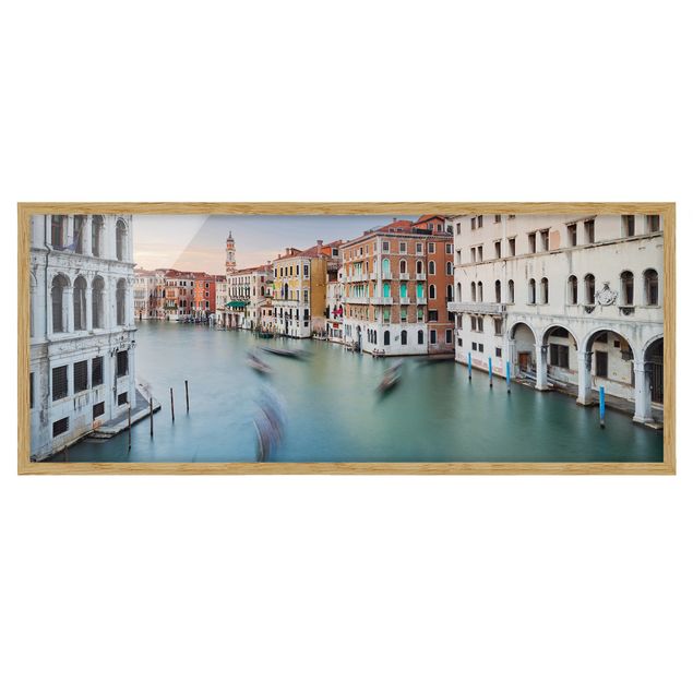 Bild mit Rahmen - Canale Grande Blick von der Rialtobrücke Venedig - Panorama Querformat