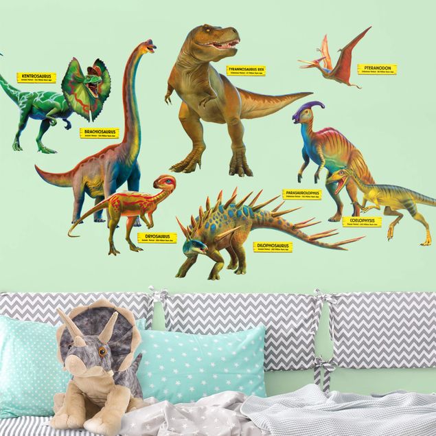Wandsticker Tiere Dinosaurier Set mit Namensschildern