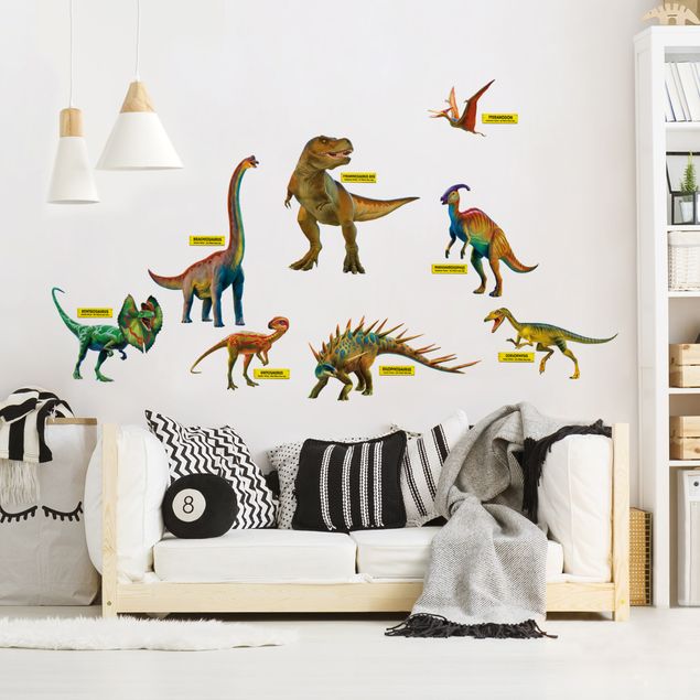 Wandsticker Dinosaurier Set mit Namensschildern