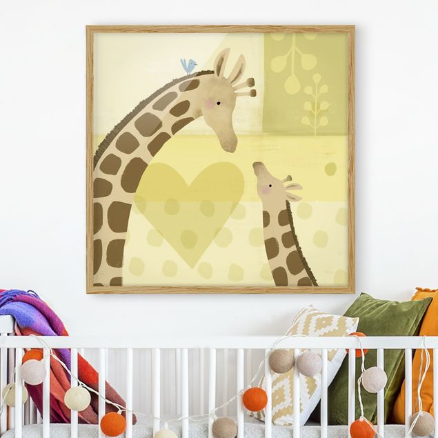Bild mit Rahmen - Mama und ich - Giraffen - Quadrat 1:1