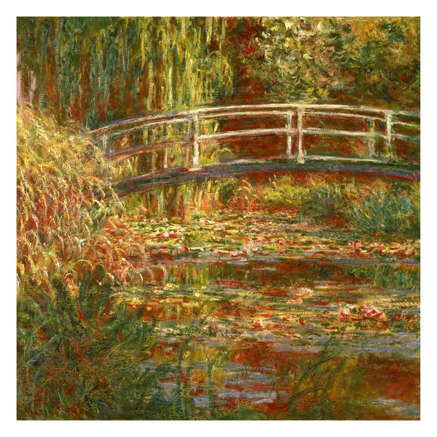 Fototapete - Claude Monet - Seerosenteich und japanische Brücke (Harmonie in rosa)