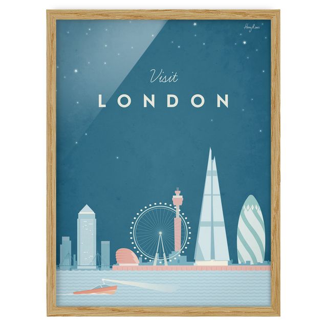 Bild mit Rahmen - Reiseposter - London - Hochformat 4:3