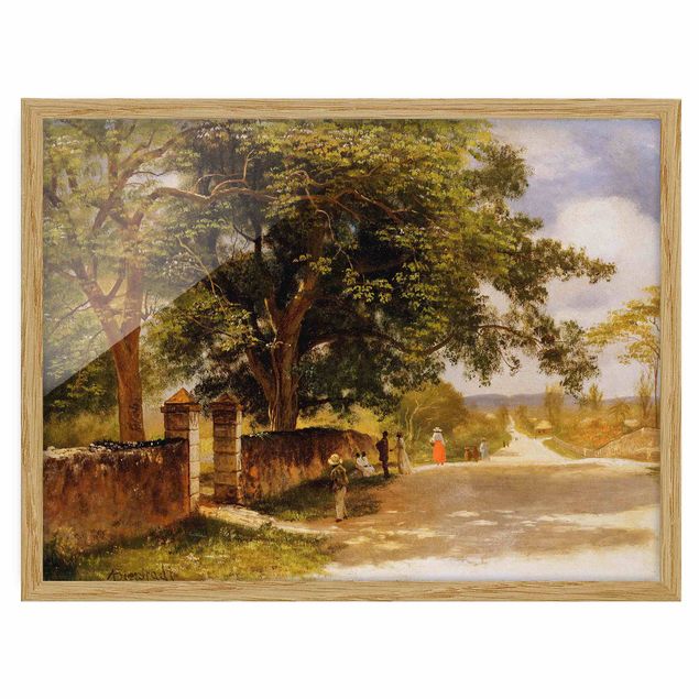 Bild mit Rahmen - Albert Bierstadt - Straßeansicht in Nassau - Querformat 3:4