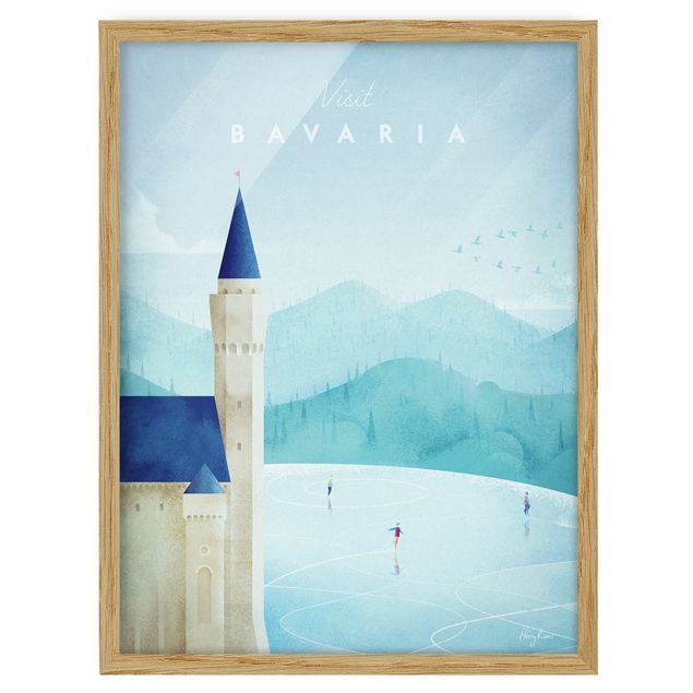 Bild mit Rahmen - Reiseposter - Bavaria - Hochformat 4:3