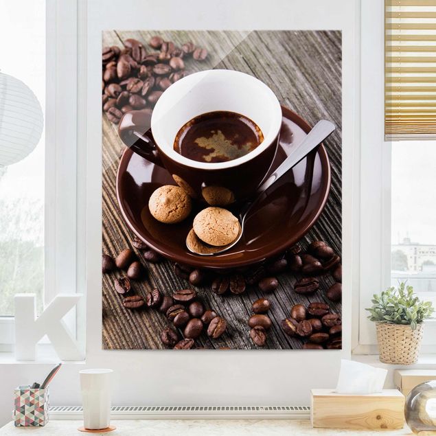 Magnettafel Glas Kaffeetasse mit Kaffeebohnen